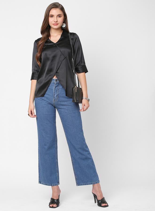 ميش بلوزة ساتان بنمط لف - Image 5